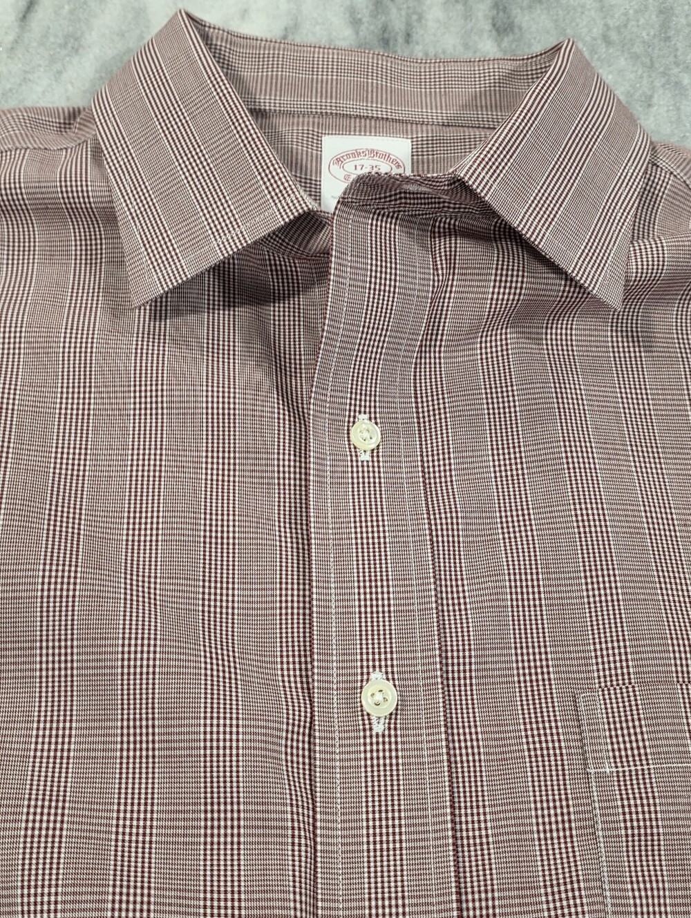 17-35 Men's Brooks Brothers Madison Dress Shirt Tartan Red All Cotton